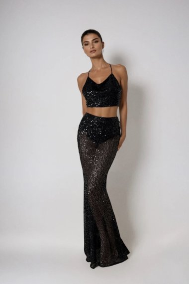 Black Sequin Mermaid Skirt