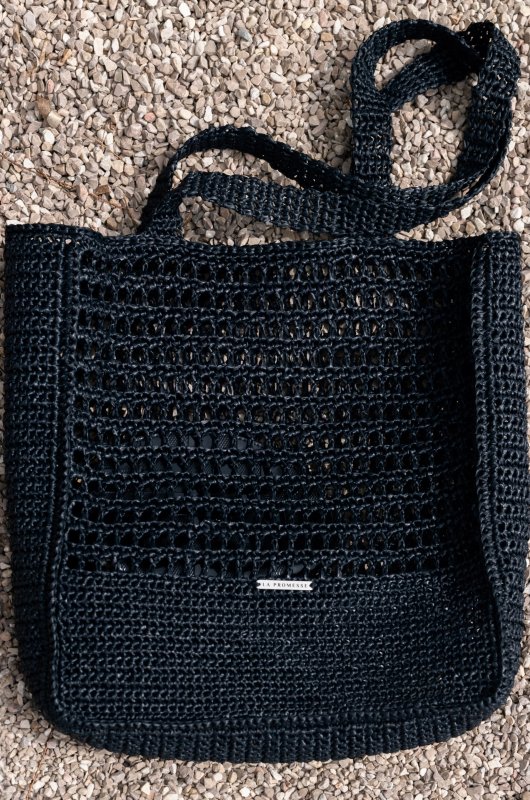 Handcrafted Black Raffia Bag